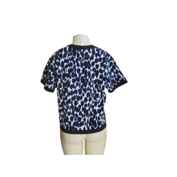 Kate Spade New York Crewneck Short Sleeve Black & White Leopard Print Sweater - - Picture 4 of 5